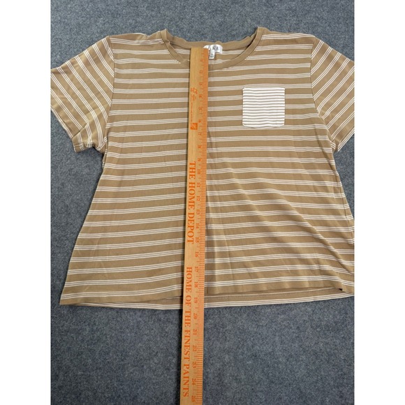 Lake Tan White Stripe Knit Cropped Wide Leg Lounge Pants Women L - Picture 5 of 13